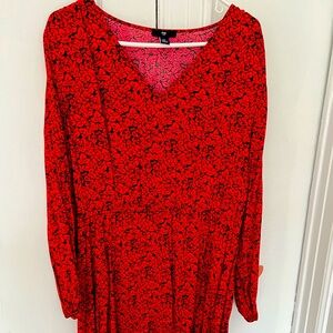 Gap, long sleeve red dress – size large